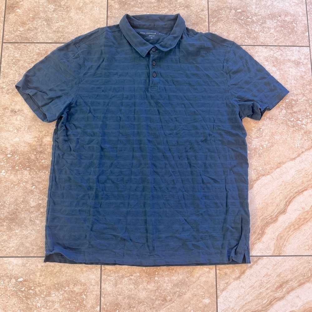 John Varvatos blue polo shirt 100% Cotton‎ vintage quality see photos for size